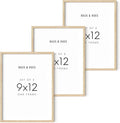 HAUS AND HUES Set of 3 9x12 Picture Frames - Wooden Natural Wood Frames, 12x9 Frame Set (Beige Oak)