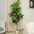 6FT Faux Fiddle Leaf Fig Tree with 7 inch White Planter Pot, Artificial Floor Plant, Indoor and Outdoor Fake Plants for Home Office Decor