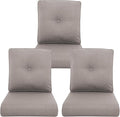 Patio Chair Cushions 3 Packs - Outside Heavy Duty Thick Water-Resistant Cushion 22x24 with Zipper Cover for Patio Glider Rocking Chairs Loveseat Couch – Grey/Buckle