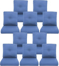 10-Piece Outdoor Patio Cushion Set - Fade & Water Resistant with Removable Olefin Cover, 22x24x4 Inch Memory Foam Cushions for Wicker Sectional Sofa – Blue/Buckle
