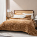 EVERGRACE Luxury Velvet Quilt King Size, Ultra Soft Wave Crushed Velvet Bedding Set, Lightweight Quilted Comforter Set for All Season, Oversized Bedspread Coverlet with 2 Shams, Harvest Gold
