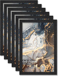 Engineered Wood 6x9 Picture Frame Set of 6, Black Frame for 6 x 9 Inch Picture Poster Photo, Light Weight 6 by 9 Frame with Wood-grain for Wall - 6 Pack/Black/6