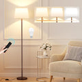 【Upgraded Floor Lamps for Living Room, Modern Floor Lamp with Remote Control, Dimmable Colors Temperature Standing Lamp Foot Switch, 9W Bulb Tall Lamps for Bedroom Office Kid Room - Brown