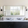 60x28 Bathroom Vanity Mirror for Wall, Aluminum Framed, Farmhouse Rectangle, Anti-Rust, HD Reflection Anti-Desilvering, Distortion Free, Tempered and Shatter-Proof Wall Mounted Mirror, Black