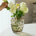 Grape Bubble Glass Vase for Flowers, Round Vintage and Clear Black Colored Smoke Glass Vases for Modern Home Decor (Crystal Grey 6