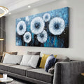 Modern Dandelion Wall Art for Living Room Office Navy Blue White Floral Canvas Painting Prints Large Flower Artwork Kitchen Bedroom Decor (23x46 Inches)