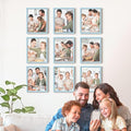 Renditions Gallery Set of 9, 11X14 Custom Photo Prints with Real Wood Picture Frames. Create Personalized Photos with Peel & Stick Photo Frames. Blue Frame