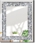 Rectangle Sparkling Decorative Wall Mirror for Home Decoration with Silver Crystal Crush Diamond Décor, Dimention16x20x1 inch, Wall Hang Frameless Mirrors Glass Diamond Décor.