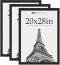 VCK 20x28 Poster Frame 3 Pack - Black Oak, Natural Textured Solid Wood Picture Frames, Wall Hanging