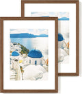 Axeman 12x16 Picture Frame with Mat for 8.5x11, Solid Oak Wood Frame with Tempered Real Glass, Wooden Certificate Document Frame for Wall with Wall Hook Included, Set of 2, Walnut