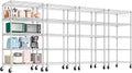 PrimeZone 4 Pack Steel Storage Wire Shelving 5 Tier Metal Shelves with Wheels,Adjustable Kitchen Utility Shelving Unit,Pantry Rack Rolling Metal Shelf Laundry,Chrome 24