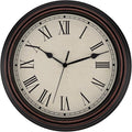 Foxtop 14 Inch Roman Numerals Wall Clock Battery Operated Silent Non-Ticking Round Classic Vintage Retro Wall Clock Decorative for Living Room Kitchen Home Office (Bronze)