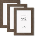 Yaetm 4x6 Picture Frame with Tempered Glass - Brown Walnut, Rustic Solid Wood Frame 4 x 6 for Photo & Art Print, Display on Tabletop or Wall Horizontally and Vertically (3 Pack, Walnut)