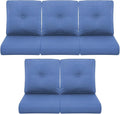Patio Chair Cushions 5 Packs - Outside 22x24 High Back Water-Resistant Cushion with Zipper Cover for Outdoor Glider Rocking Chairs Loveseat 3-seat Couch Sofa – Blue/Buckle