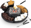 Kusini Smores Maker Tabletop Indoor - Flameless Electric Marshmallow Roaster – 4 Detachable Trays & 4 Roasting Forks – Gift Set & Date Night Idea. Movie Night Supplies & Housewarming Gift