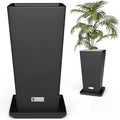 Elevens Outdoor Planter Larger Flower Pots Indoor Taper Garden V-Shape Tall Planters 29 inches Garden Pots Planter - Black(2 Packs)