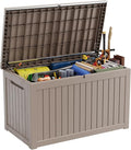 ROJIK Outdoor Storage Housing Deck Box - Waterproof Patio Furniture, Garden Tools, Cushions, Pool Accessories Storage Bench with Lockable Lid and Side Handles (Grey 238 Gal)