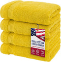 American Veteran Towel, Hand Towels for Bathroom Set of 4, 100% Cotton Turkish Hand Towel Sets Clearance Prime, Soft Drying Hand Face Towels, Yellow Hand Towels