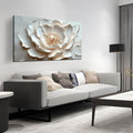 White Flower Canvas Wall Art for Bedroom - Floral Pictures Wall Art for Living Room - Girls Room Decor Ready to Hang Size 24