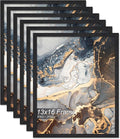 Engineered Wood 13x16 Picture Frame Set of 6, Black Frame for 13 x 16 Inch Picture Poster Photo, Light Weight 13 by 16 Frame with Wood-grain for Wall - 6 Pack/Black/13 x16