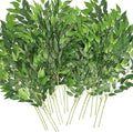 Artificial Italian Ruscus Greenery Stems, Faux Green Leaf Garland Branches Hanging Greenery Spray for Wedding Bouquet Arch Table Centerpiece Home Decor (Green-10 Pack)