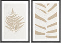 SIGNWIN Framed Canvas Print Wall Art Set Tan White Forest Plant Silhouettes Nature Wilderness Illustrations Modern Art Rustic Closeup Minimal for Living Room, Bedroom, Office - 16