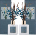 Cocorrína Premium Reed Diffuser Set with Preserved Baby's Breath & Cotton Stick Cashmere Vanilla 2 Packs, 6.7oz Scent Fragrance Oil Diffuser for Bedroom Bathroom Home Décor