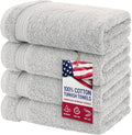 American Veteran Towel, Hand Towels for Bathroom Set of 4, 100% Cotton Turkish Hand Towel Sets Clearance Prime, Soft Drying Hand Face Towels, Silver Grey Hand Towels