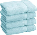 BLUENILEMILLS BNM Egyptian Cotton 4-Piece Towel Set, Includes 4 Hand Towels, Attached Loop for Easy Hanging and Storage, Hotel Quality, Perfect for Bathroom, Gym, Shower Space, or Spa, Sea Foam
