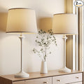 Maxax Farmhouse Table Lamps Set of 2 for Living Room, Antique White Metal Buffet Lamps with Oatmeal Shade Decor, 26