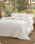 Bedsure Cotton Duvet Cover Full - Luxury Slub Weave 100% Cotton Duvet Cover Set with a Linen Like Textured, Easy Change Durable Bedding Set 3 Pieces, Coconut White, 80