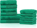 Superior Honeycomb Cotton Medium Weight Towels, for Guest Bath, Master Bathroom, Shower, Quick Dry, Adults, Home Essentials, Textured Waffle Border, Assorted Towel Set, 12 Piece Towel Set, Sage