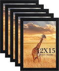 12x15 Picture Frame Black Set of 5,Wooden Frame 12x15 Wall Gallery Poster Photo frame with Durable Shatter Resistant Plexiglass for Wall Mounting Family -friend- wedding best gift