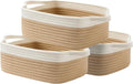 KALLAX Small Woven Basket, 12 x 8 x 4.5 Inches, Small Storage Baskets for Organizing, Gift Baskets Empty, Cute Rope Shelf Closet Storage Bins for Shelves, Dog Toy Basket, White & Brown