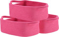 KALLAX Small Woven Basket, 12 x 8 x 4.5 Inches, Small Storage Baskets for Organizing, Gift Baskets Empty, Cute Rope Shelf Closet Storage Bins for Shelves, Dog Toy Basket, 3 Packs, Hot Pink