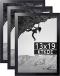 KTKDE 13x19 Picture Frame black set of 3, Wall Gallery Poster Frames Wooden, Shatter Resistant Glass, Rectangle Photo Frame for Photos,Studio Hanging Posters & Art Prints