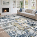 6x9 Area Rugs for Living Room: Washable Modern Abstract Rug Large Soft Non Slip Rug Indoor Low Pile Carpet for Bedroom Dining Room Home - Blue Grey Brown