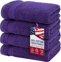 American Veteran Towel, Hand Towels for Bathroom Set of 4, 100% Cotton Turkish Hand Towel Sets Clearance Prime, Soft Drying Hand Face Towels, Purple Hand Towels