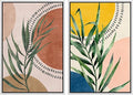 SIGNFORD Framed Canvas Print Wall Art Set Geometric Mid-Century Circle Plants Abstract Shapes Illustrations Modern Art Decorative Zen Bohemian for Living Room, Bedroom, Office - 24