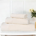Superior Honeycomb Cotton Medium Weight Towels, for Guest Bath, Master Bathroom, Shower, Quick Dry, Adults, Home Essentials, Textured Waffle Border, Assorted Towel Set, 3 Piece Towel Set, Ivory