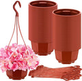 Roshtia 50 Pcs Plastic Hanging Plant Pots with Hooks Flower Pots Baskets Outdoor Hanging Nursery Planter Holder for Home Garden Balcony Porch(Brown,5.9 inch)