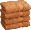 BLUENILEMILLS BNM Egyptian Cotton 4-Piece Towel Set, Includes 4 Hand Towels, Attached Loop for Easy Hanging and Storage, Hotel Quality, Perfect for Bathroom, Gym, Shower Space, or Spa, Rust