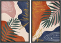 SIGNFORD Framed Canvas Print Wall Art Set Retro Mid-Century Geometric Forest Plants Abstract Shapes Illustrations Modern Art Decorative Bohemian for Living Room, Bedroom, Office - 24