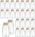 Vintage Glass Flower Vase,24 Pack Farmhouse Transparent White Glass Centerpiece Vases Mason Jars for Weddings, Parties & Home Decor Bulk (24, Transparent)