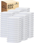 GOLD TEXTILES 480 Pack Economy White Washcloths Set (12x12 inches) - Cotton Blend Commercial Grade Cleaning Rags, Quick Drying & Soft Face Cloths, Fingertip Towels for Bathroom, Spa, Gym, and Kitchen