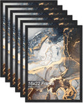 Engineered Wood 16x22 Picture Frame Set of 6, Black Frame for 16 x 22 Inch Picture Poster Photo, Light Weight 16 by 22 Frame with Wood-grain for Wall - 6 Pack/Black/16 x22
