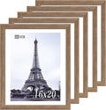 VCK 16x20 Picture Frames for Wall 5 Pack, Brown Walnut Wood Poster Frame, Exclusive Wood Grain, Wall Mounting Hanging