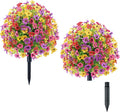 23.6'' Artificial Shrubs for Outdoors with Ground Spike, Realistic UV Resistant Artificial Outdoor Plants for Wedding, Birthday, Parties, Home Celebrations (2 Pcs Mixed)