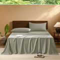EVERLY King Sheets Set,Luxuriously 400 Thread Count Organic Rayon Derived from Bamboo Bed Sheet Set,Cooling Sheets for King Size 4 Piece Deep Pockets Bedding Sheets& Pillowcases-Light Grey