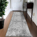 vivorug Grey Runner Rug 2x10 Machine Washable Rug with Non-Slip Backing, Ideal for Kitchen Hallway Entryway Laundry Room - Vintage, Durable, Easy Clean, Low Pile Carpet Runner